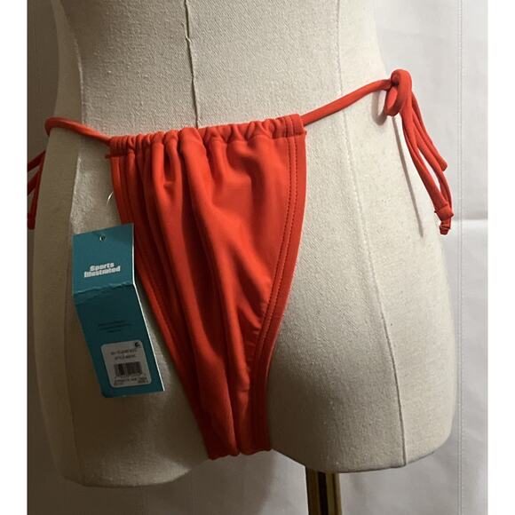 Sports Illustrated Swimsuit String Tie Side Bikini Bottom Flame Red Size L - Picture 12 of 15